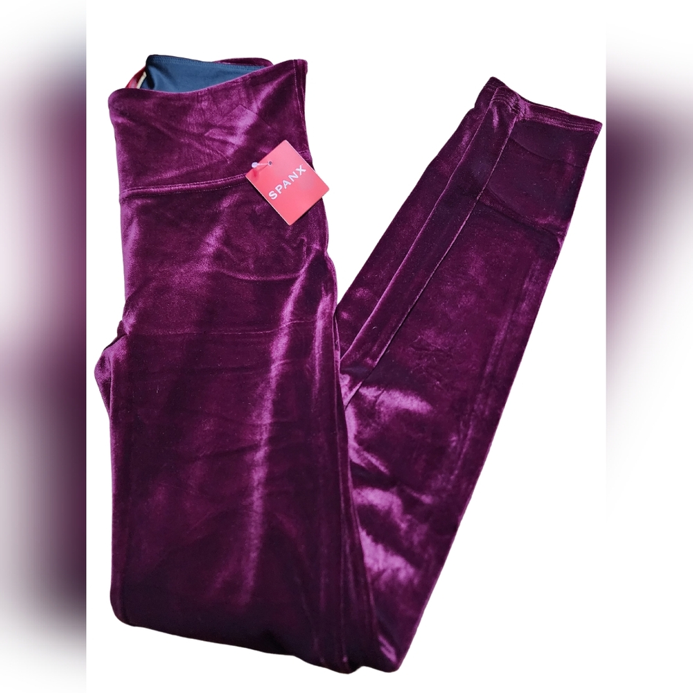 Spanx RED Velvet Velour Legging, full length, Small, NWT
